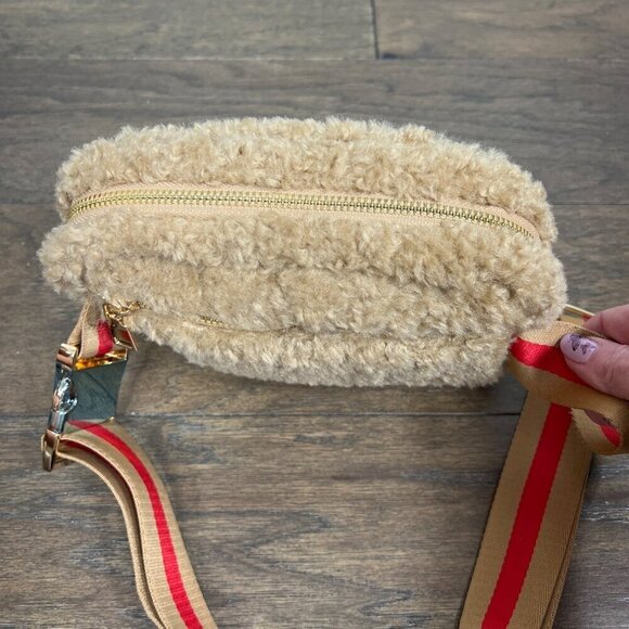 ANTHROPOLOGIE Sherpa Belt Bag Fanny Pack Tan OS NWT - Picture 2 of 9